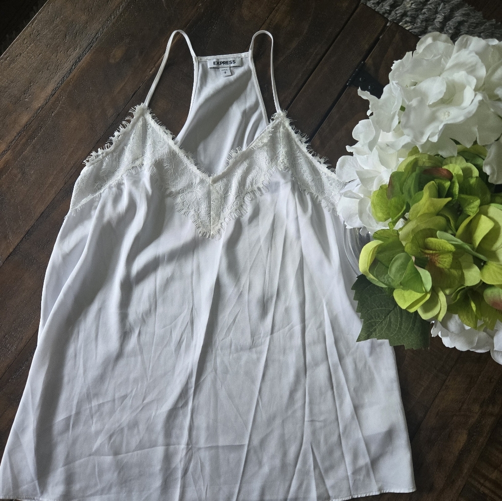 Express NWOT White Lace Cami Size Small